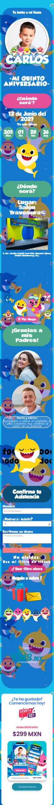 Invitación Baby Shark
