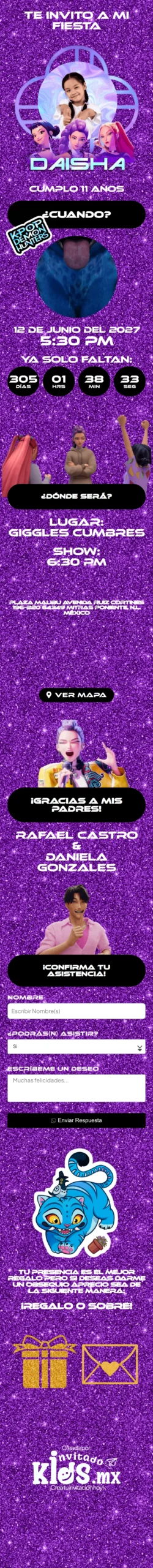 Invitación Guerreras K-pop